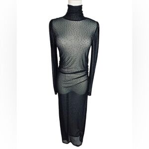 Black Long Sleeve Sheer Dress Size XS